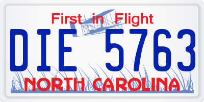 NC license plate DIE5763