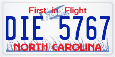 NC license plate DIE5767