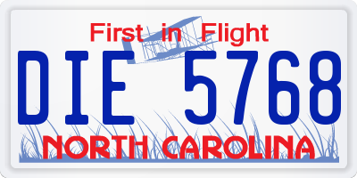 NC license plate DIE5768