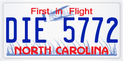 NC license plate DIE5772