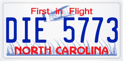 NC license plate DIE5773