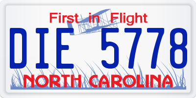 NC license plate DIE5778