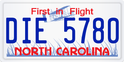 NC license plate DIE5780