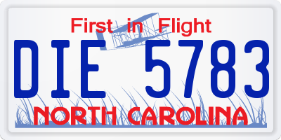 NC license plate DIE5783