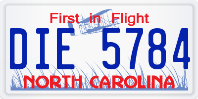 NC license plate DIE5784