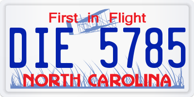 NC license plate DIE5785