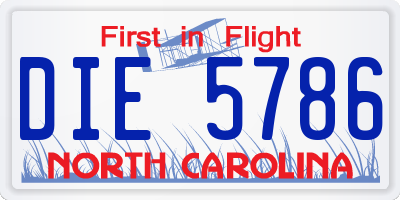 NC license plate DIE5786
