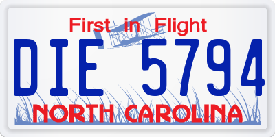 NC license plate DIE5794