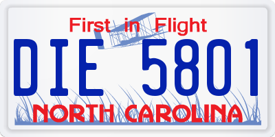 NC license plate DIE5801