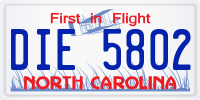 NC license plate DIE5802