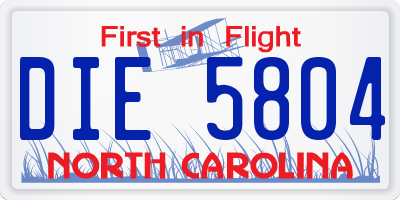 NC license plate DIE5804