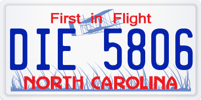 NC license plate DIE5806