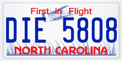 NC license plate DIE5808