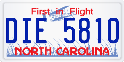 NC license plate DIE5810