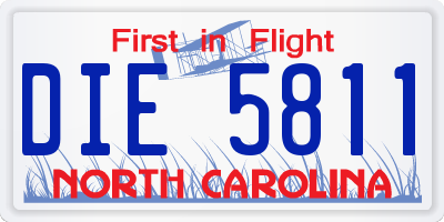 NC license plate DIE5811