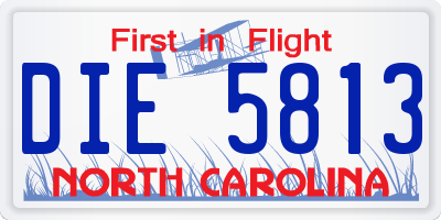NC license plate DIE5813