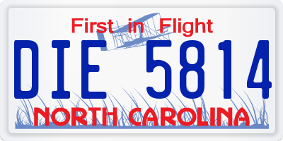 NC license plate DIE5814