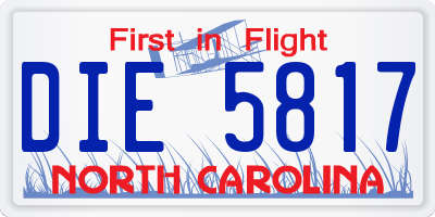 NC license plate DIE5817