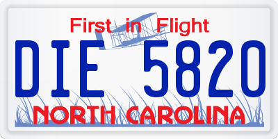 NC license plate DIE5820