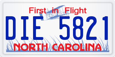 NC license plate DIE5821