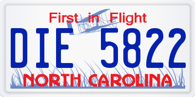 NC license plate DIE5822
