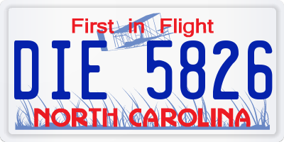 NC license plate DIE5826
