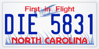 NC license plate DIE5831