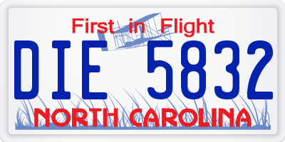 NC license plate DIE5832