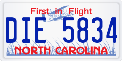 NC license plate DIE5834