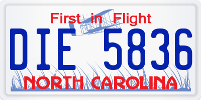 NC license plate DIE5836