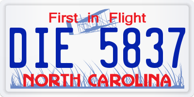 NC license plate DIE5837