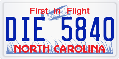 NC license plate DIE5840