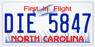 NC license plate DIE5847