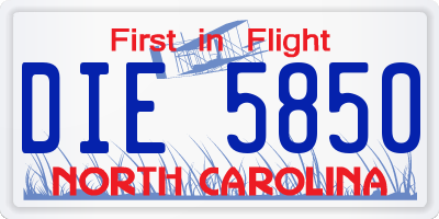 NC license plate DIE5850