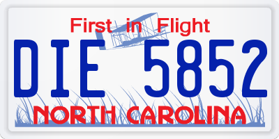 NC license plate DIE5852