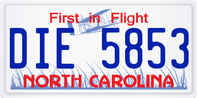 NC license plate DIE5853