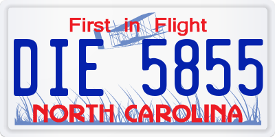 NC license plate DIE5855