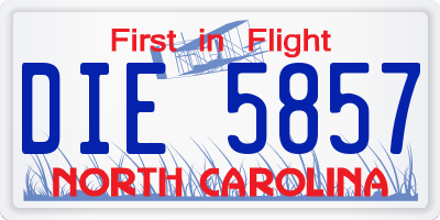 NC license plate DIE5857