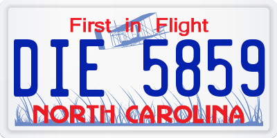NC license plate DIE5859