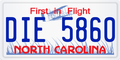 NC license plate DIE5860