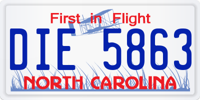 NC license plate DIE5863