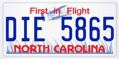 NC license plate DIE5865