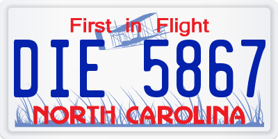 NC license plate DIE5867
