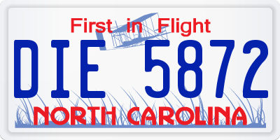 NC license plate DIE5872