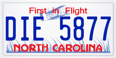 NC license plate DIE5877