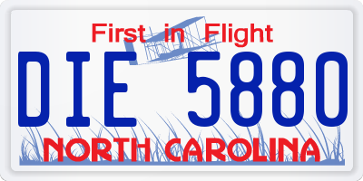 NC license plate DIE5880