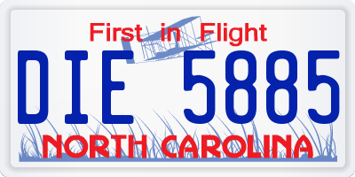 NC license plate DIE5885