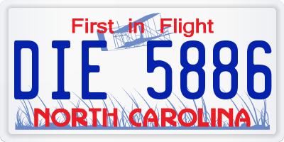NC license plate DIE5886