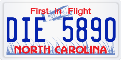NC license plate DIE5890
