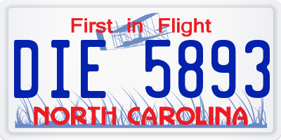NC license plate DIE5893